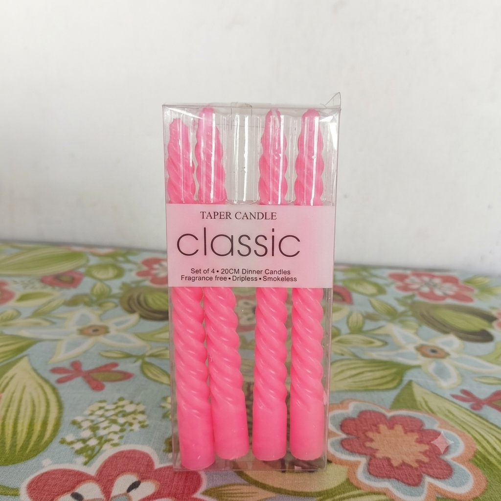 Classic Spiral Taper Dinner Candles (Set of 4) – 8 Inch Fluted Candlesticks