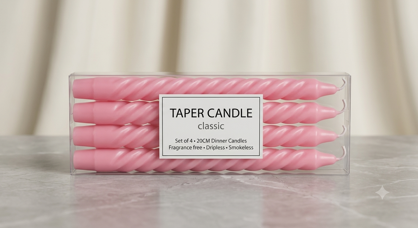 Classic Spiral Taper Dinner Candles (Set of 4) – 8 Inch Fluted Candlesticks