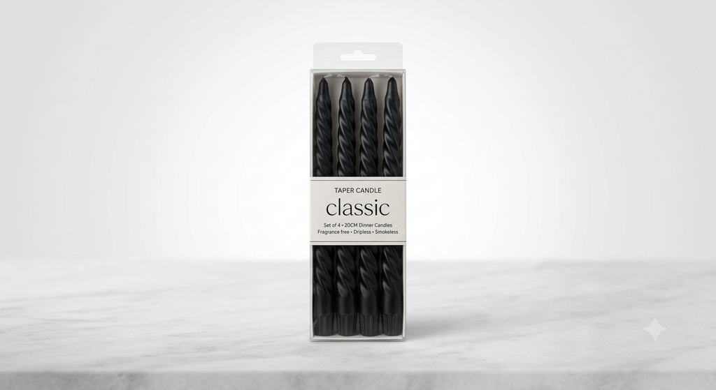 Classic Spiral Taper Dinner Candles (Set of 4) – 8 Inch Fluted Candlesticks
