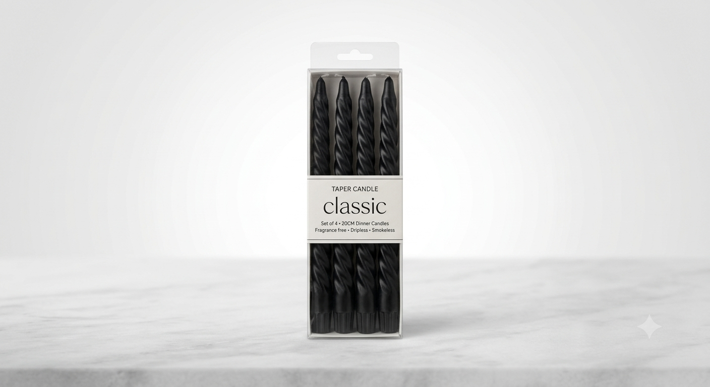 Classic Spiral Taper Dinner Candles (Set of 4) – 8 Inch Fluted Candlesticks