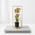 Elegant Gold Ginkgo Leaf & Faux Succulent Tabletop Decor – 10.5" Modern Home Accents