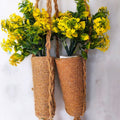 Faux Rosemary & White Blossom Hanging Twine Cones – 10.5"