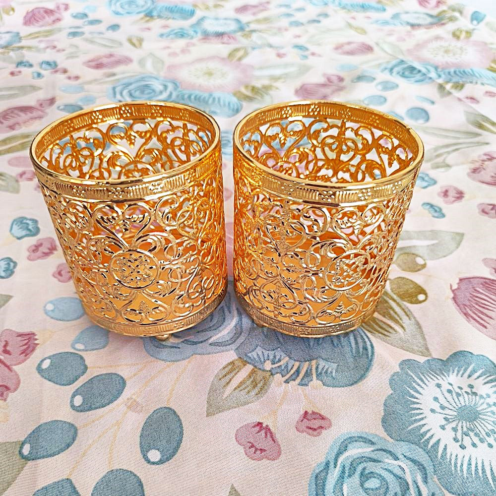 Ornate Gold Metallic Desk Organizer & Pencil Cup – 3.5"