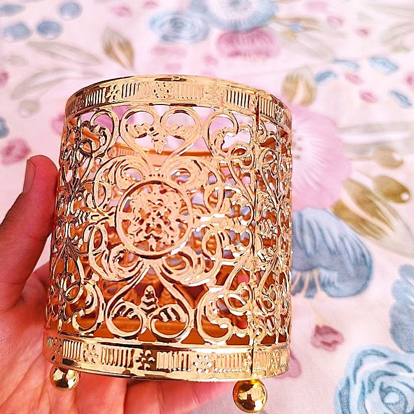 Ornate Gold Metallic Desk Organizer & Pencil Cup – 3.5"
