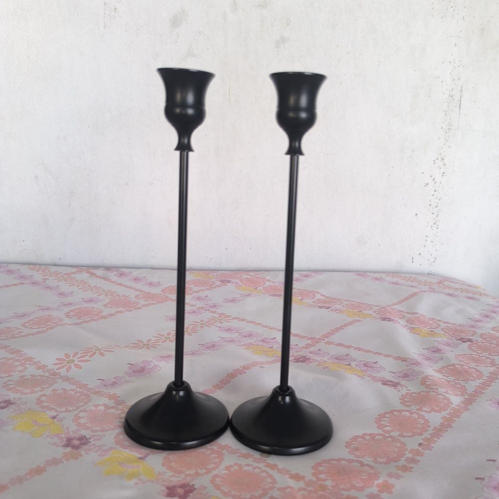 Elegant Matte Black Taper Candle Holder – Approx. 9 Inches Tall