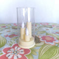 Modern 3-Tier Flameless LED Candle Set in Clear Plastic Hurricane Cylinder