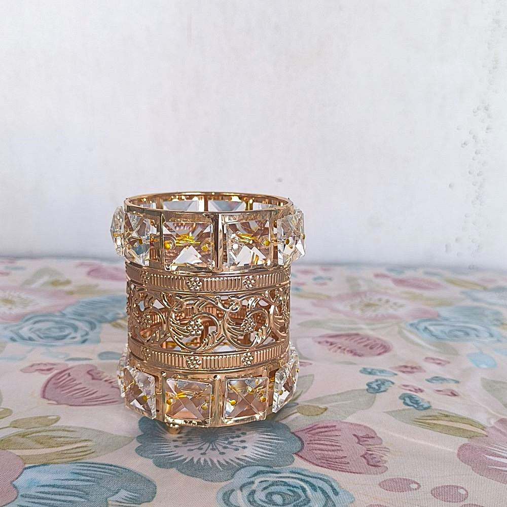 Crystal Gold Makeup Brush Holder & Desk Organizer (Approximately 4 Inches)