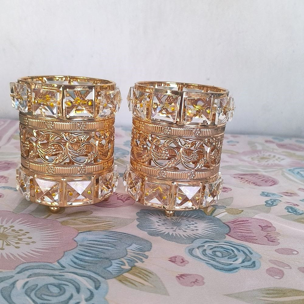 Crystal Gold Makeup Brush Holder & Desk Organizer (Approximately 4 Inches)