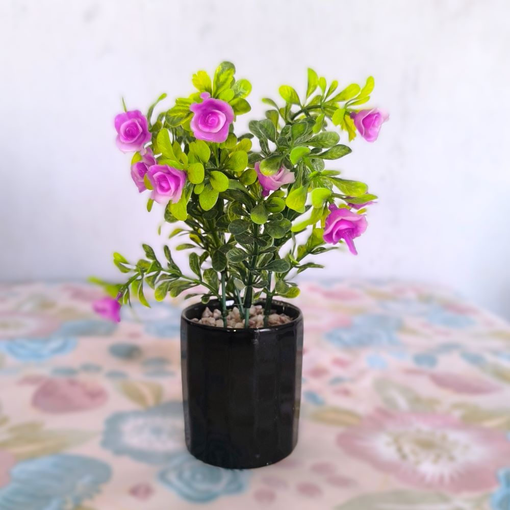 Vibrant Mini Faux Rose Pot – Pink